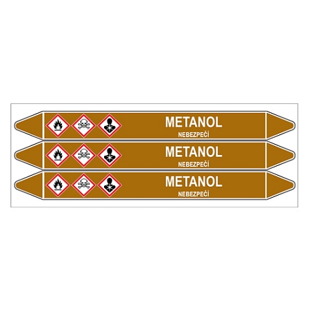 Značení potrubí, metanol,3 ks, 355 × 37 mm